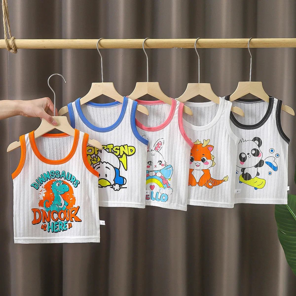 Cotton Cartoon Kids Boys Casual Tank Tops For Baby Summer Children Vests For Girls Clothing