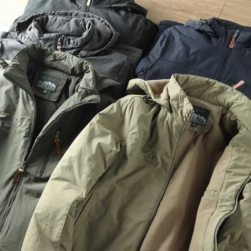For Autumn and Winter, Men's Casual, Detachable, Hooded, Windbreaker, Loose and Warm Jacket