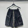 Men's Techwear Cargo Shorts Multi-Zipper Pocket Elastic Waist Drawstring Streetwear Casual Shorts