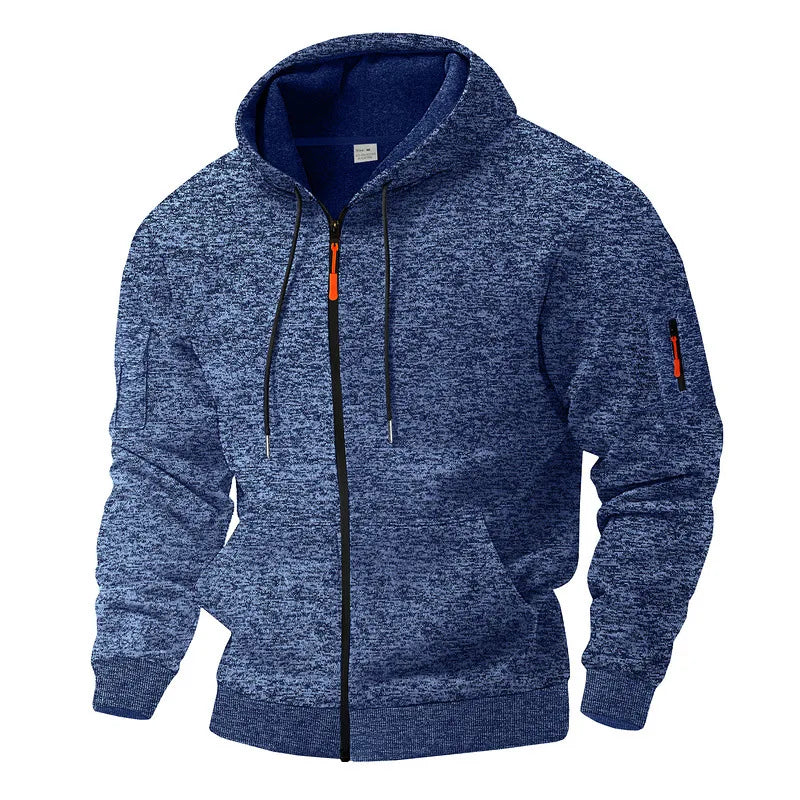 Heavy Fleece Men's Jacket Winter Retro Tooling Pocket Hooded Zipper Sports Sweater Men