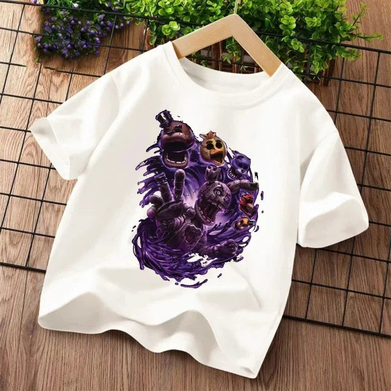 2026 Cartoon Five Nights At Freddys Kids T-shirts FNAF Graphic T-shirt Children Casual Sports Tops Short Sleeves Kids Clothing