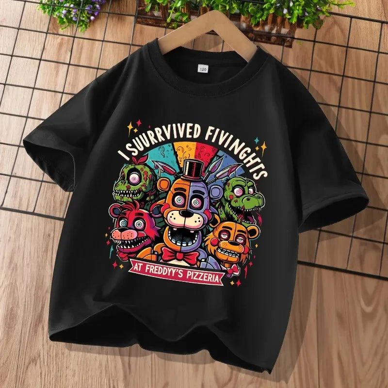 2026 Cartoon Five Nights At Freddys Kids T-shirts FNAF Graphic T-shirt Children Casual Sports Tops Short Sleeves Kids Clothing