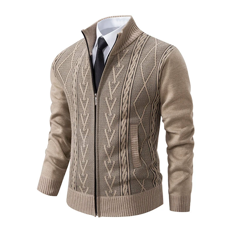 2023 Autumn and Winter New Cashmere Padded Warm Casual Men's Knitted Sweater Coat