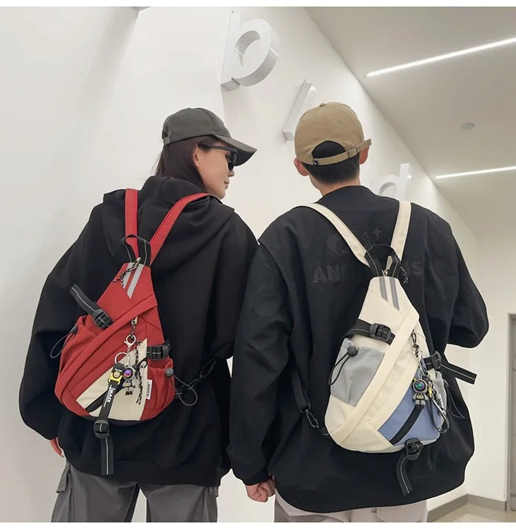 2024 Techwear Style Hip Hop Sport Motorcycle Backpack Men Women Multifunction Waterproof Travel Single Shoulder School Bag