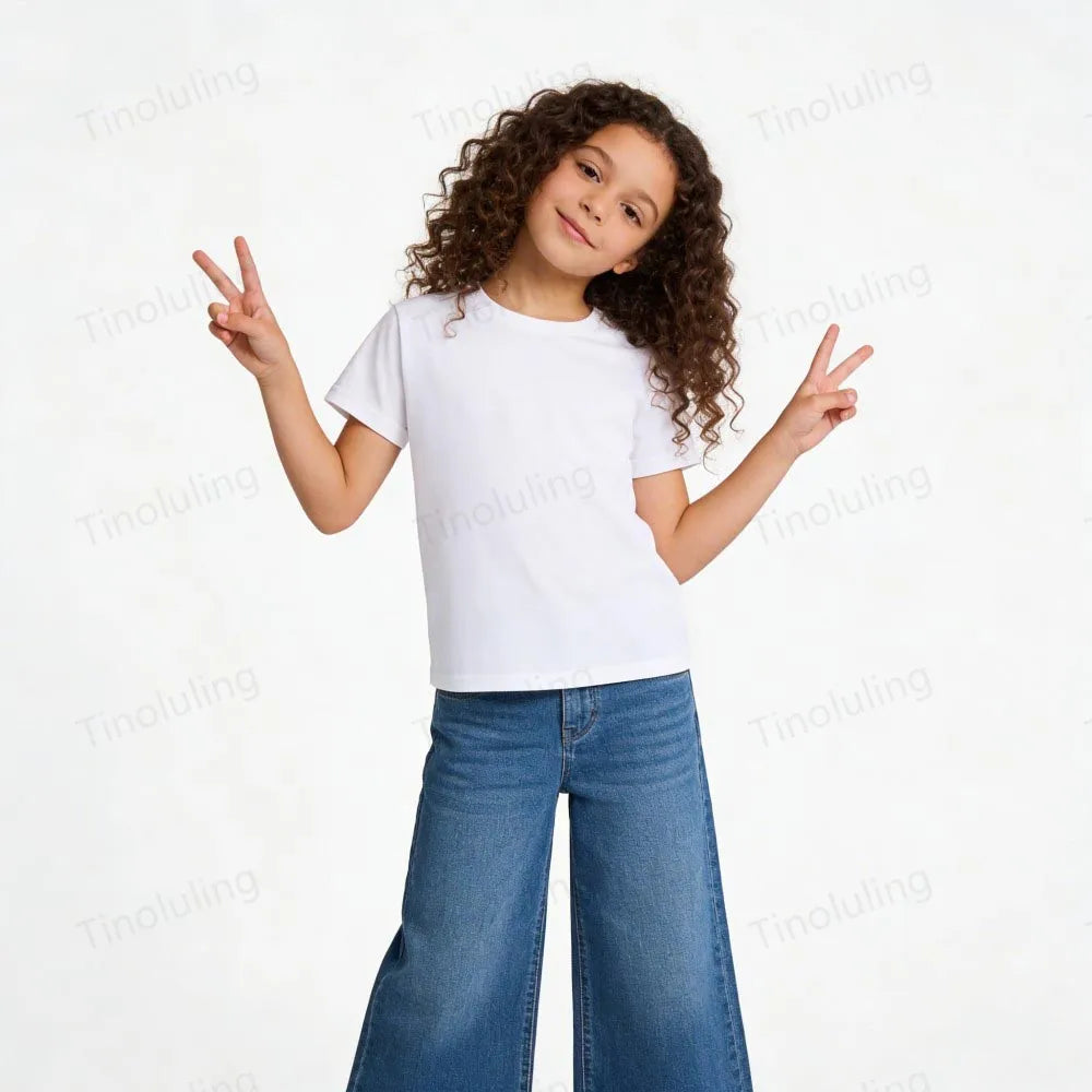 1 to 14 Years Boys T Shirts 100% Cotton Plain Girl T Shirt Sports Black White Children's Tees Short Sleeve Teenage Baby Clothing