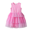 DXTON Sleeveless Princess Pink Dress Summer Holiday Baby Girls Costume Cake Mesh Girls Layered Dress Elastic Toddler Clothing