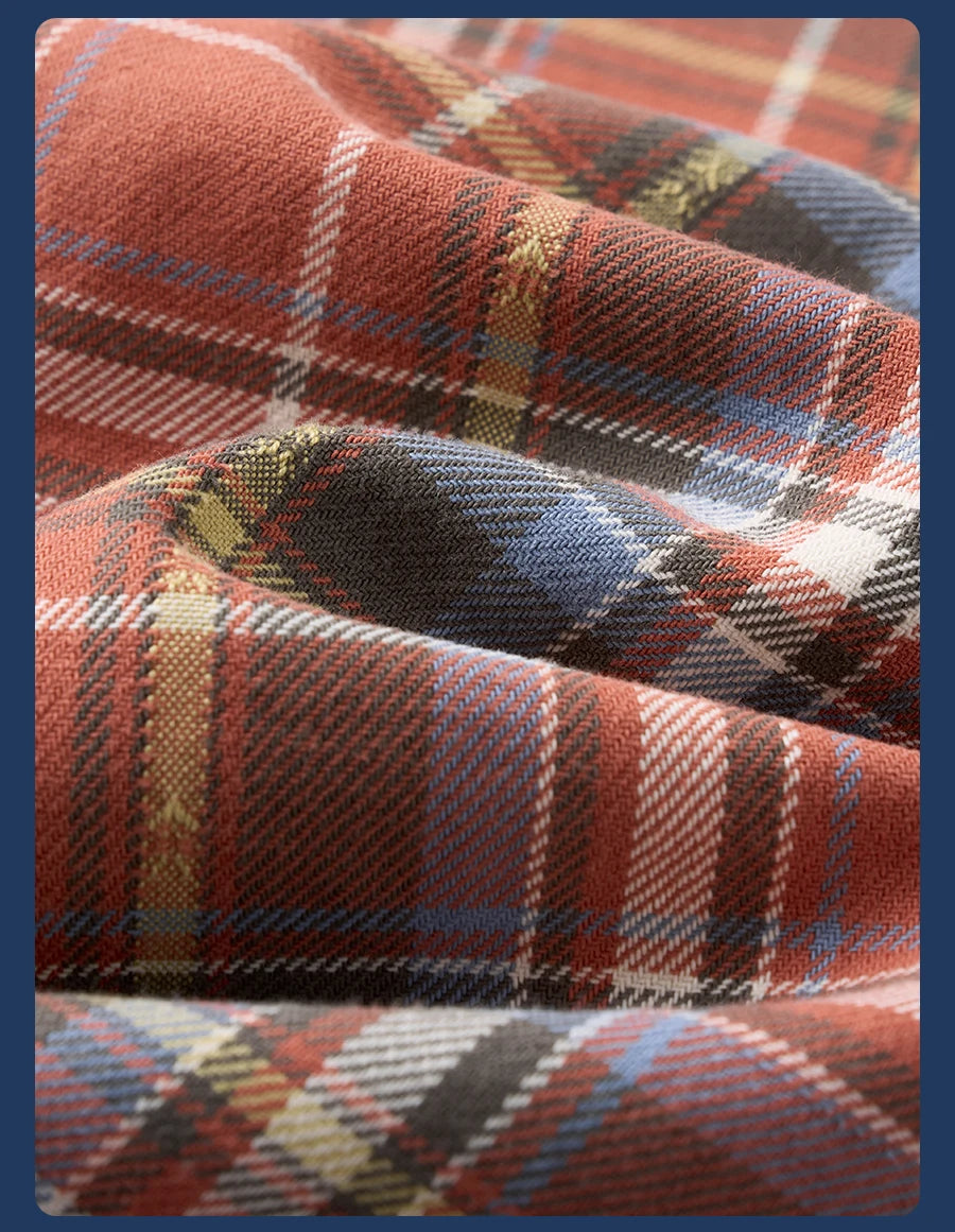 SIMWOOD High Standard 2026 Autumn Winter New Vintage Washed Plaid Shirt Men Oversized Distressed Frayed Hem 100% Cotton Tops