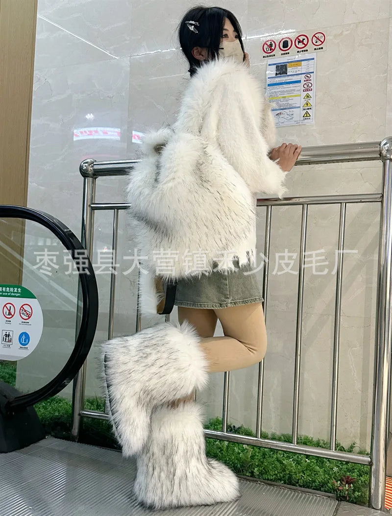 2026 NEW FASHION Y2K Faux Fur FOR Women Backpack Solid Soft Fleece Knapsack Harajuku Style Winter Ladies Bag