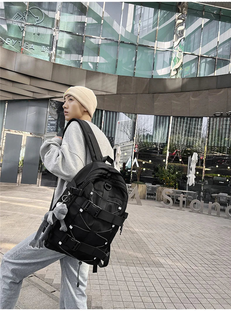 Backpack men and women cool backpack leisure junior high school students backpack personality skateboard