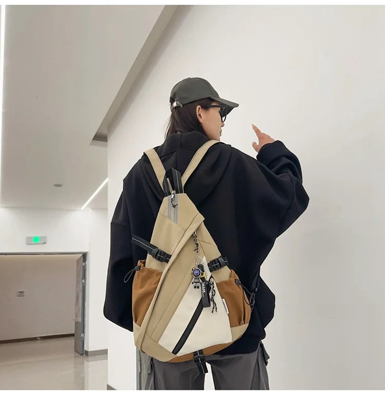 2024 Techwear Style Hip Hop Sport Motorcycle Backpack Men Women Multifunction Waterproof Travel Single Shoulder School Bag