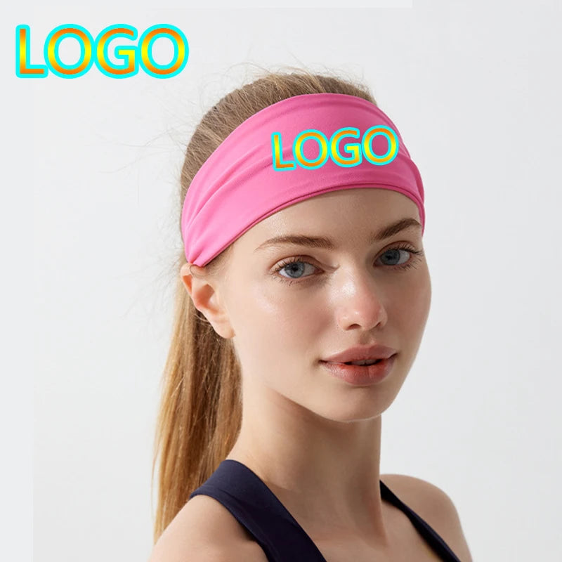 New Custom Logo High Elasticity Sweat Absorbing Women Yoga Hairband Solid Color Sports Men Non-slip Cycling Football Headbands
