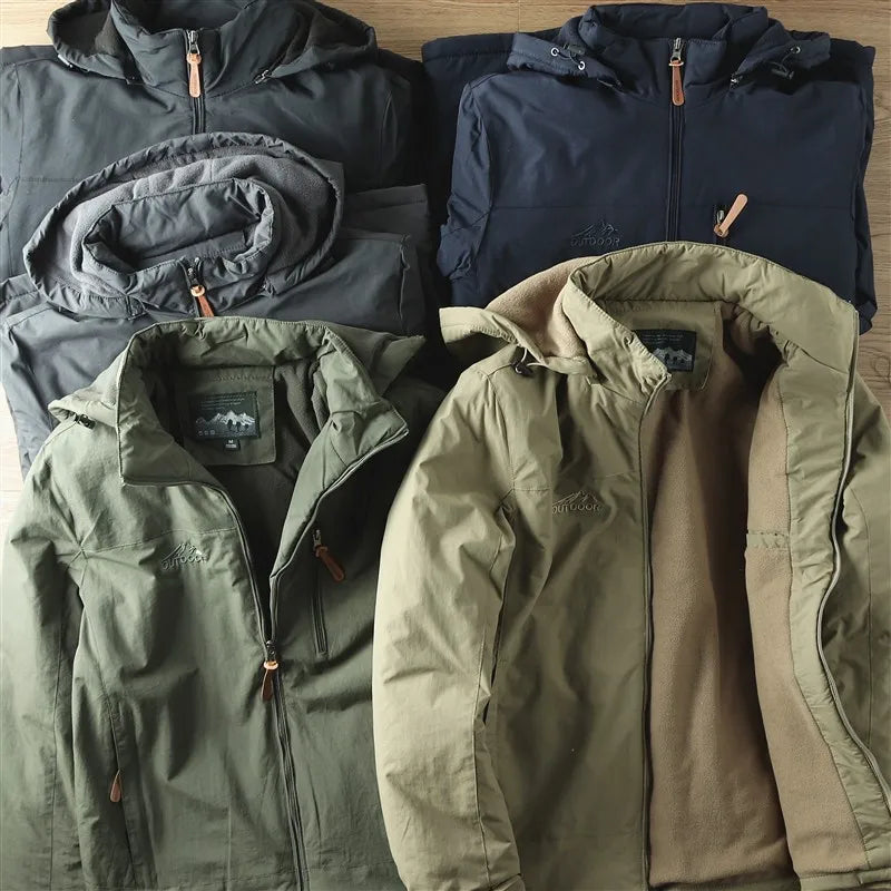 For Autumn and Winter, Men's Casual, Detachable, Hooded, Windbreaker, Loose and Warm Jacket