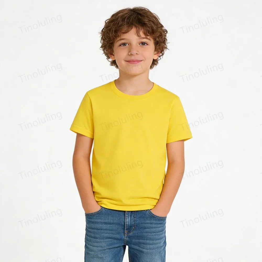 1 to 14 Years Boys T Shirts 100% Cotton Plain Girl T Shirt Sports Black White Children's Tees Short Sleeve Teenage Baby Clothing