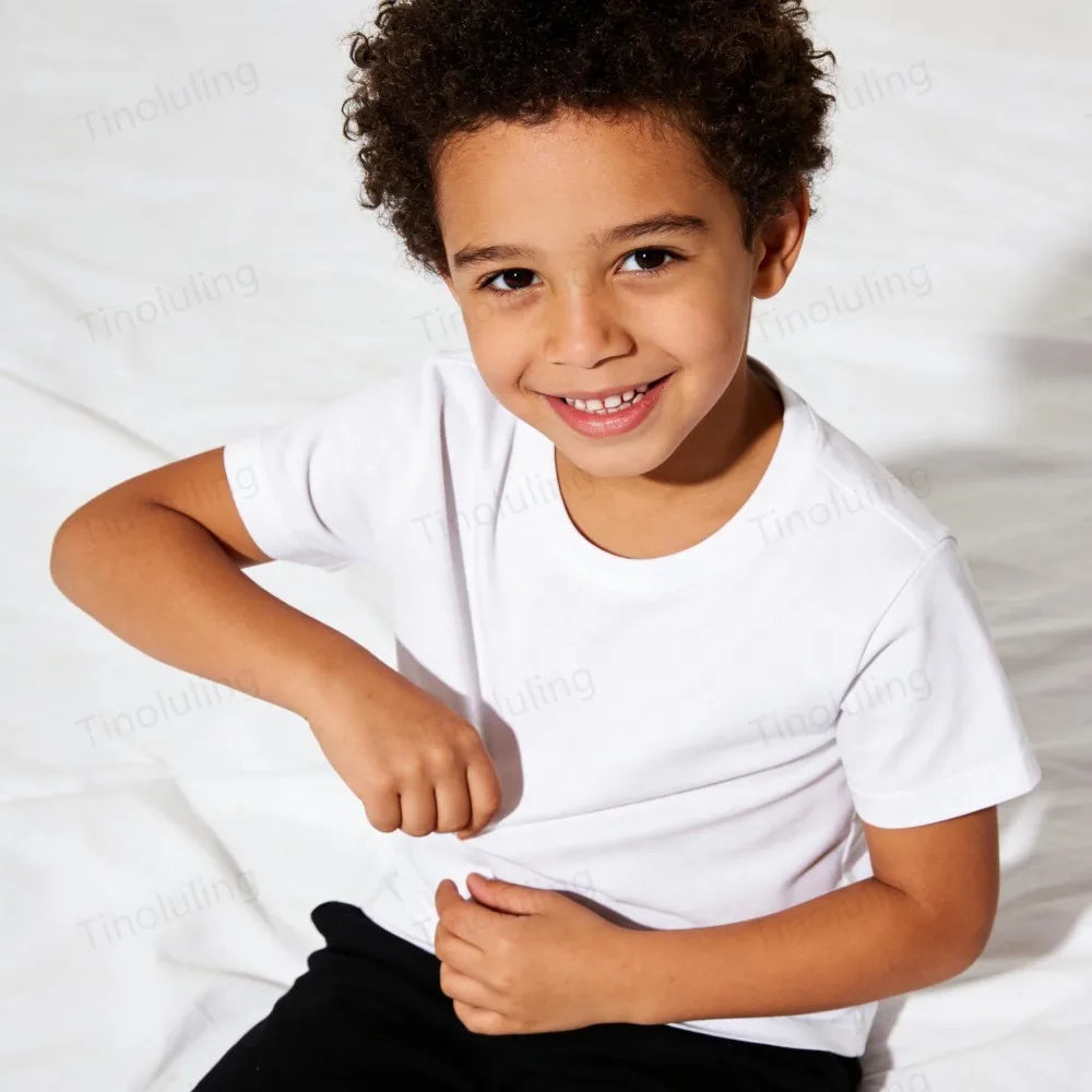 1 to 14 Years Boys T Shirts 100% Cotton Plain Girl T Shirt Sports Black White Children's Tees Short Sleeve Teenage Baby Clothing