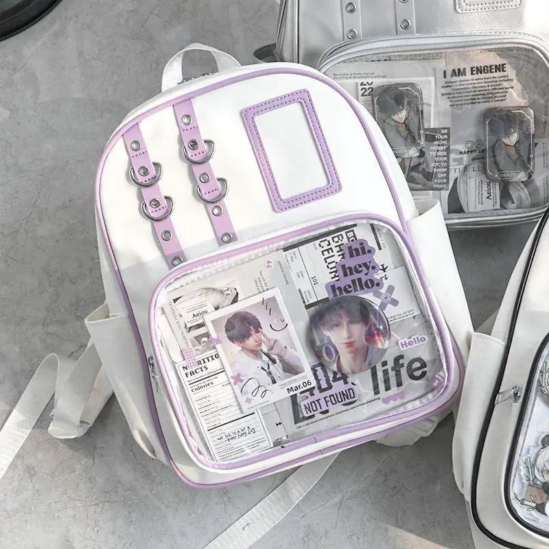 Y2K Cute Mini Backpack Women Kawaii Ita Bag Sweet Girl Transparent Rucksack DIY Display Knapsack Lolita Preppy Style School Bags