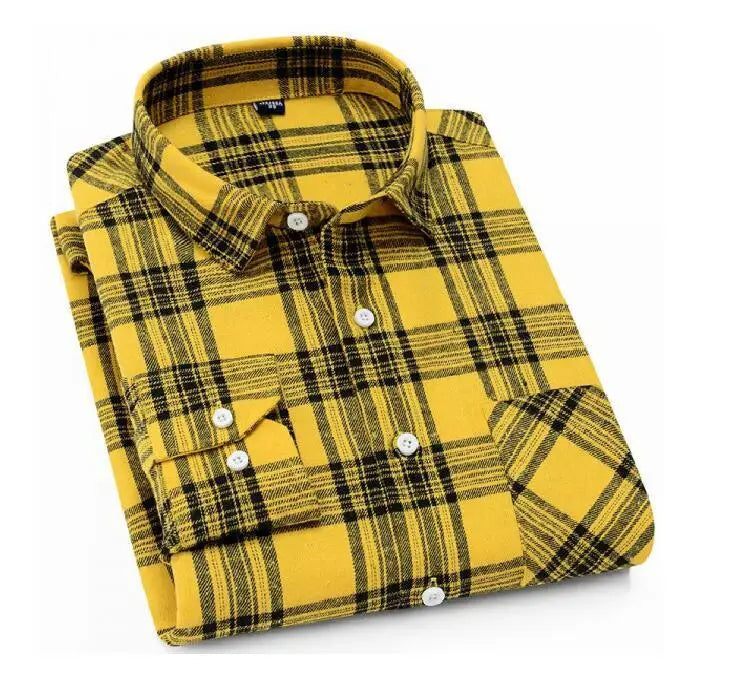 2026 100% Cotton New Male Casual Long Sleeve Warm Man Clothes Flannel Plaid Shirt Men Plus Size 3XL 4XL