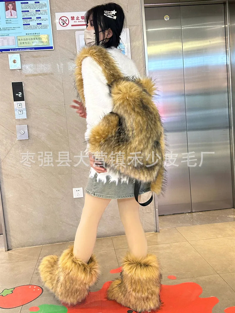 2026 NEW FASHION Y2K Faux Fur FOR Women Backpack Solid Soft Fleece Knapsack Harajuku Style Winter Ladies Bag