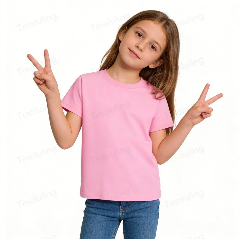 1 to 14 Years Boys T Shirts 100% Cotton Plain Girl T Shirt Sports Black White Children's Tees Short Sleeve Teenage Baby Clothing
