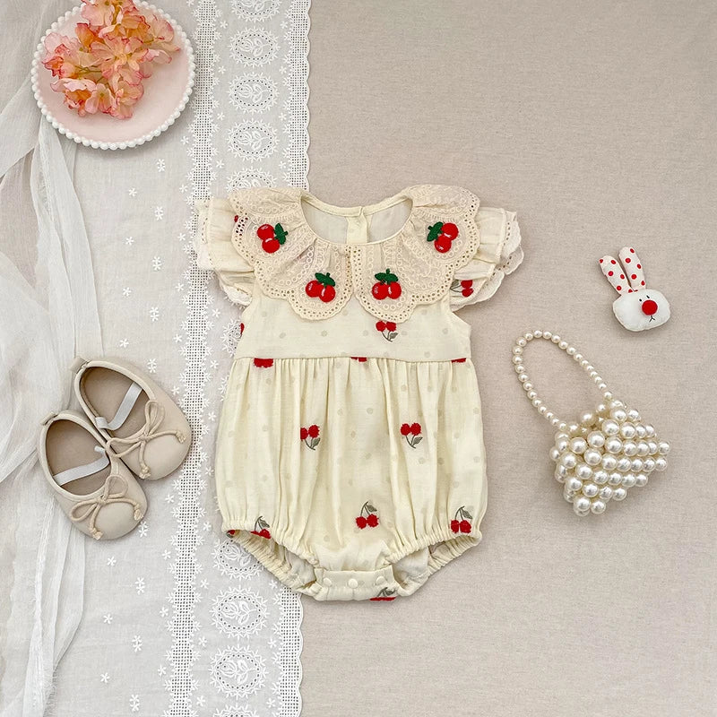 2026 New Spring Infant Baby Girls Romper Baby Girl Clothing Long Sleeved Embroidery 0-24M Newborn Baby Girls Bodysuits