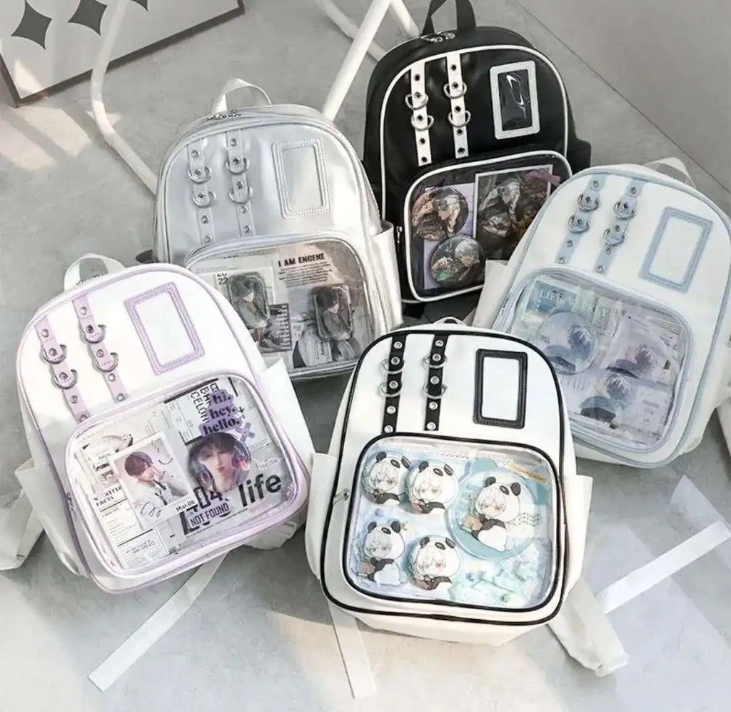 Y2K Cute Mini Backpack Women Kawaii Ita Bag Sweet Girl Transparent Rucksack DIY Display Knapsack Lolita Preppy Style School Bags