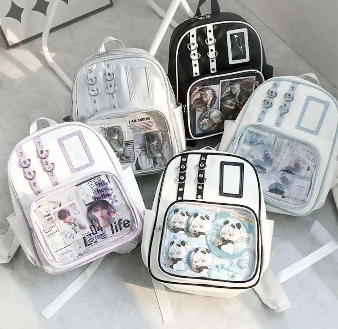 Y2K Cute Mini Backpack Women Kawaii Ita Bag Sweet Girl Transparent Rucksack DIY Display Knapsack Lolita Preppy Style School Bags