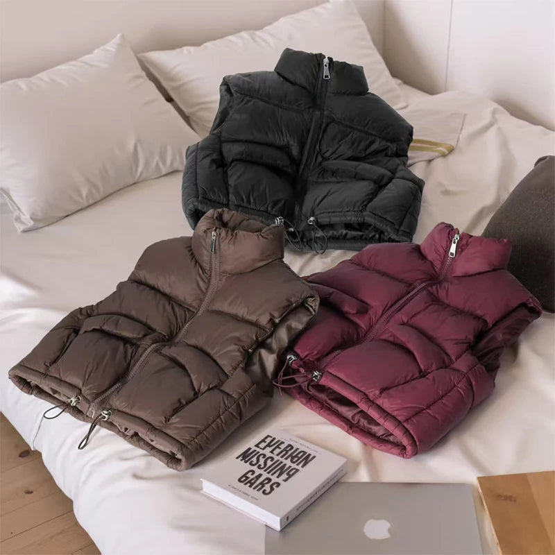 Autumn Winter Fashion Boys Girls Down Vest Solid Thick Stand Collar Waistcoat For 2-12Years Kids Outerwear Children Clothing