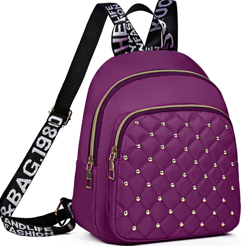 Diamond-Shaped Embroidery Rivet Double Shoulder Bag for Women, New Style, Fashionable Travel Bag, Casual and Versatile Women's B