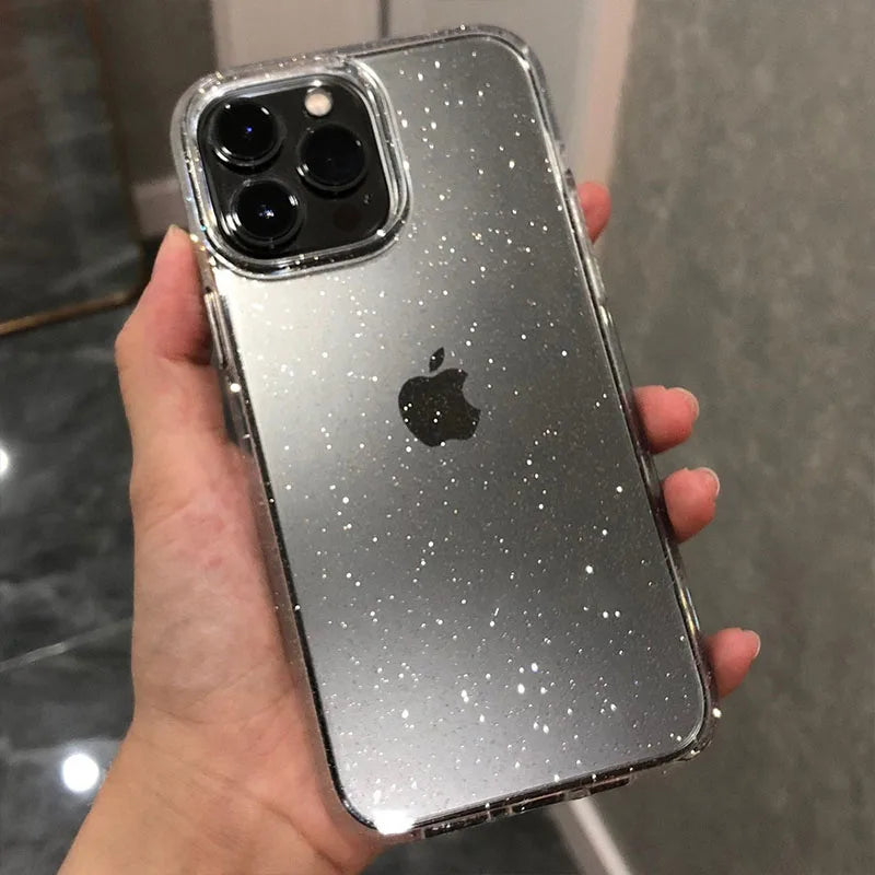 Luxury Bling Glitter Clear Case For iPhone 16 15 14 13 12 11 Pro Max Mini X XR XS 7 8 Plus SE Shockproof Transparent Soft Cover