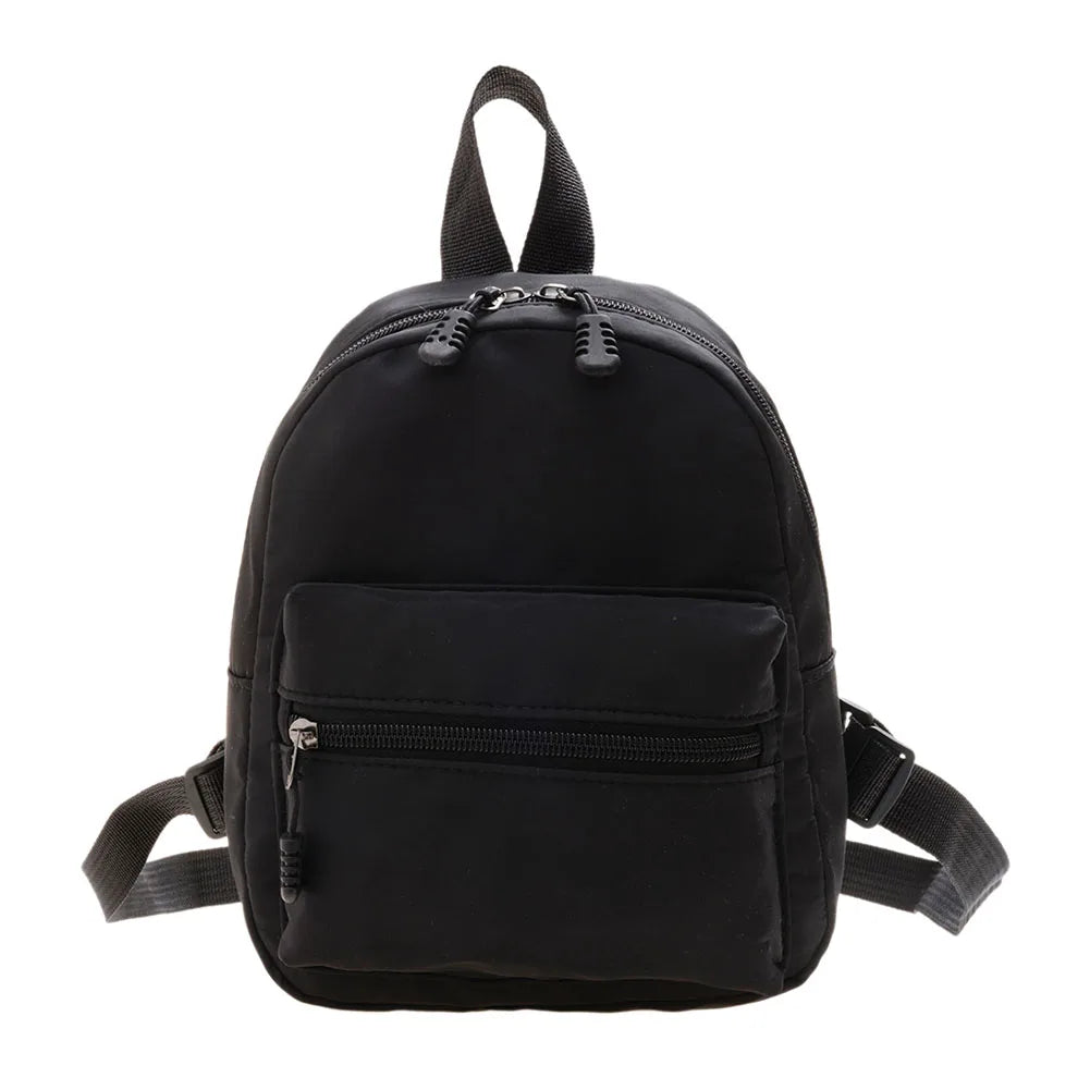 Fashion Solid Color Backpack Women Nylon Knapsack Preppy Style Mini Rucksacks