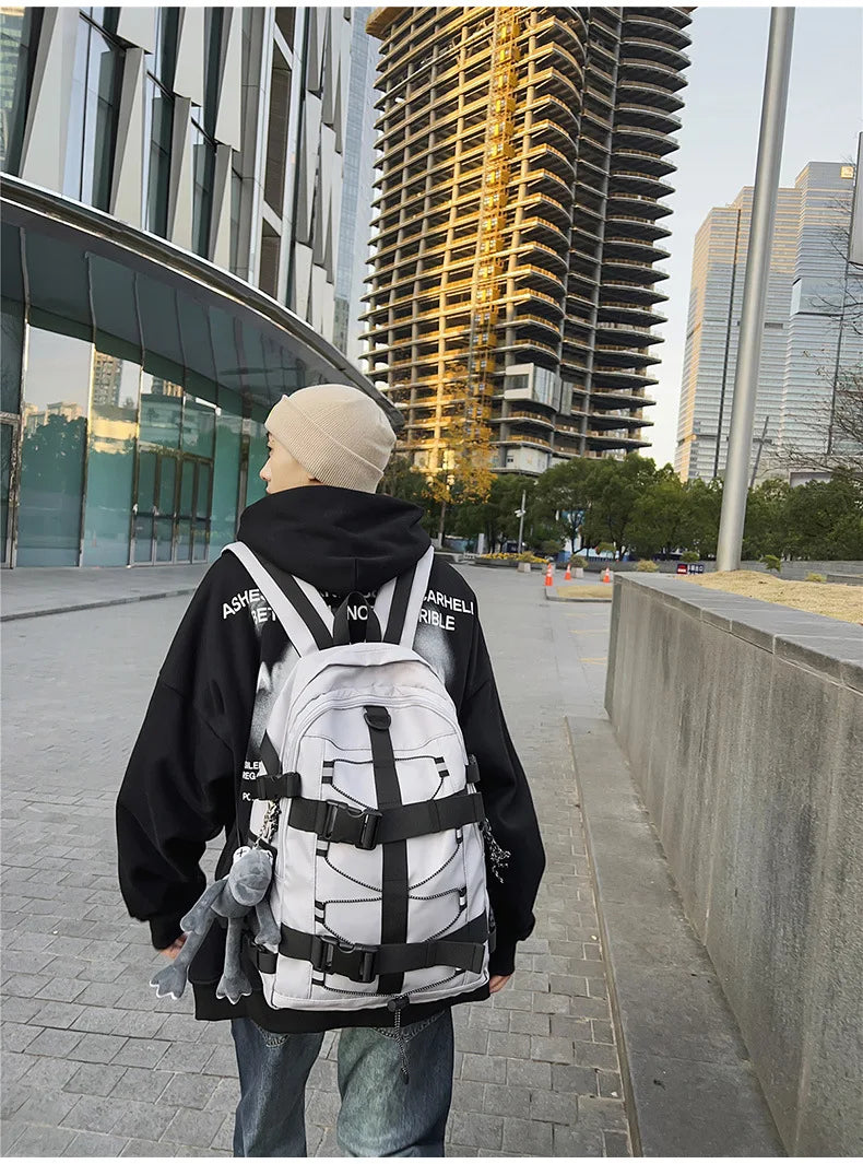 Backpack men and women cool backpack leisure junior high school students backpack personality skateboard