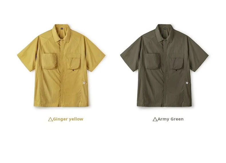Maden Outdoor Single-breasted Short Sleeve Shirt Men's Summer Quick-Dry Lightweight Chest Pocket Blouse Loose Fit Travel Shirt