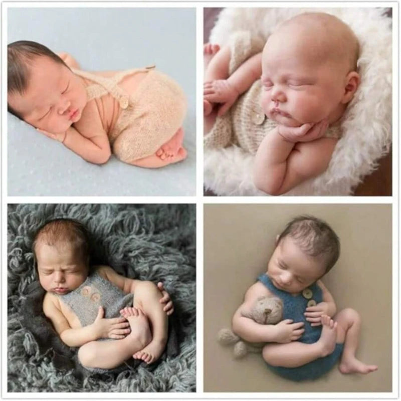 Newborn Photography Props Soft Mohair Knitted Romper Shorts Set Baby Boy Girl Photo Shoot Outfit Studio Infant Clothing Gift