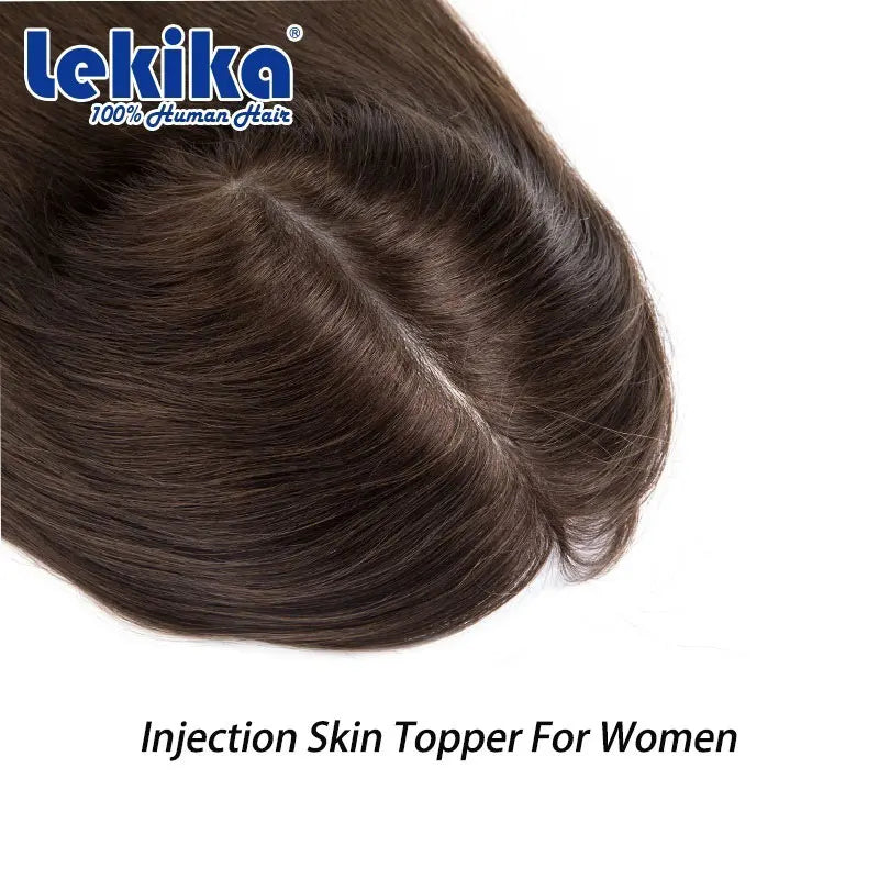 Women's Hairpiece Toupee PU  Human Hair Replacement System for Women 16inches Long Hair Natural Women's Capillary Prosthesis