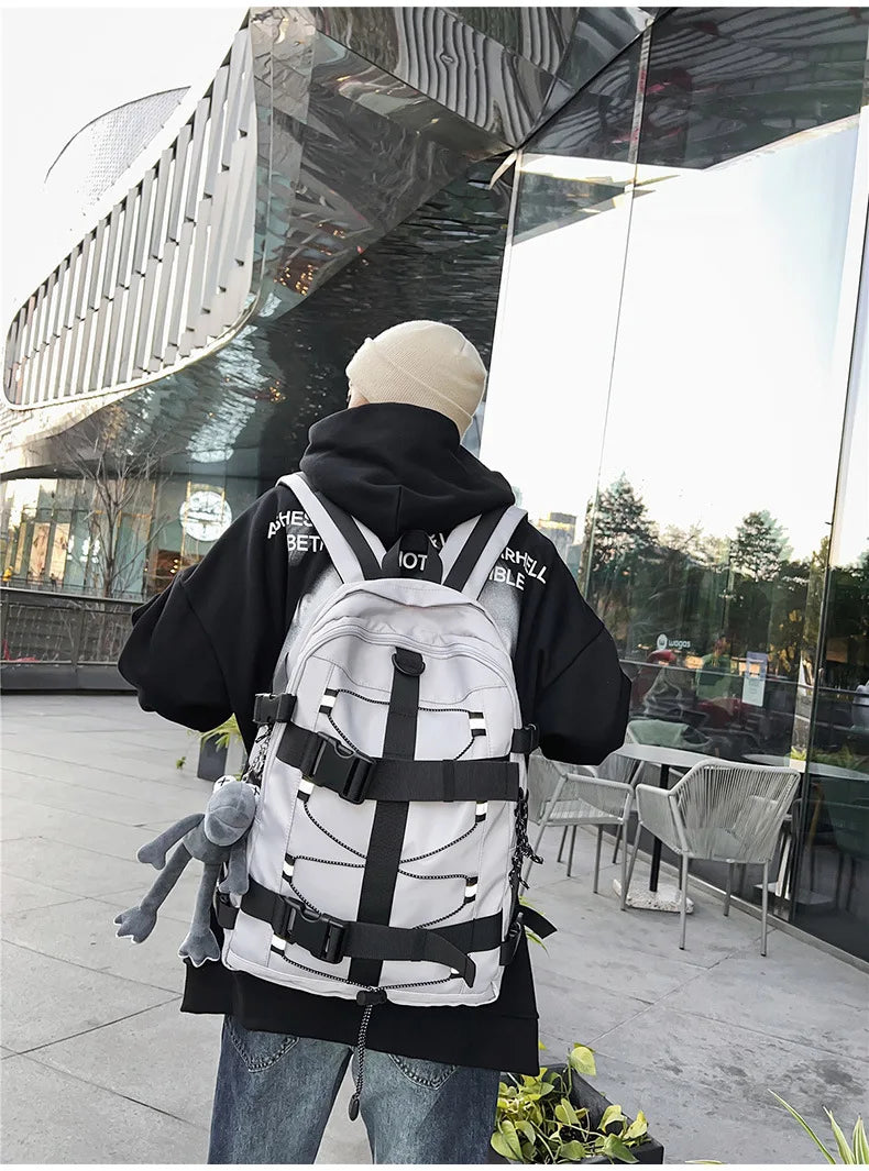 Backpack men and women cool backpack leisure junior high school students backpack personality skateboard