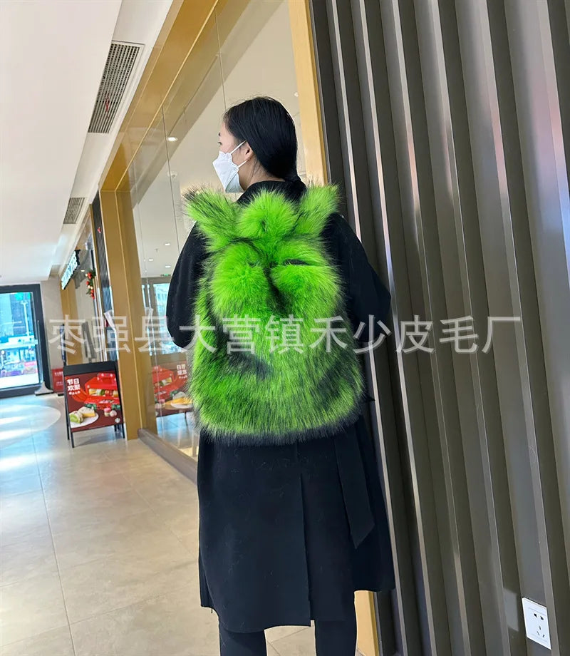2026 NEW FASHION Y2K Faux Fur FOR Women Backpack Solid Soft Fleece Knapsack Harajuku Style Winter Ladies Bag