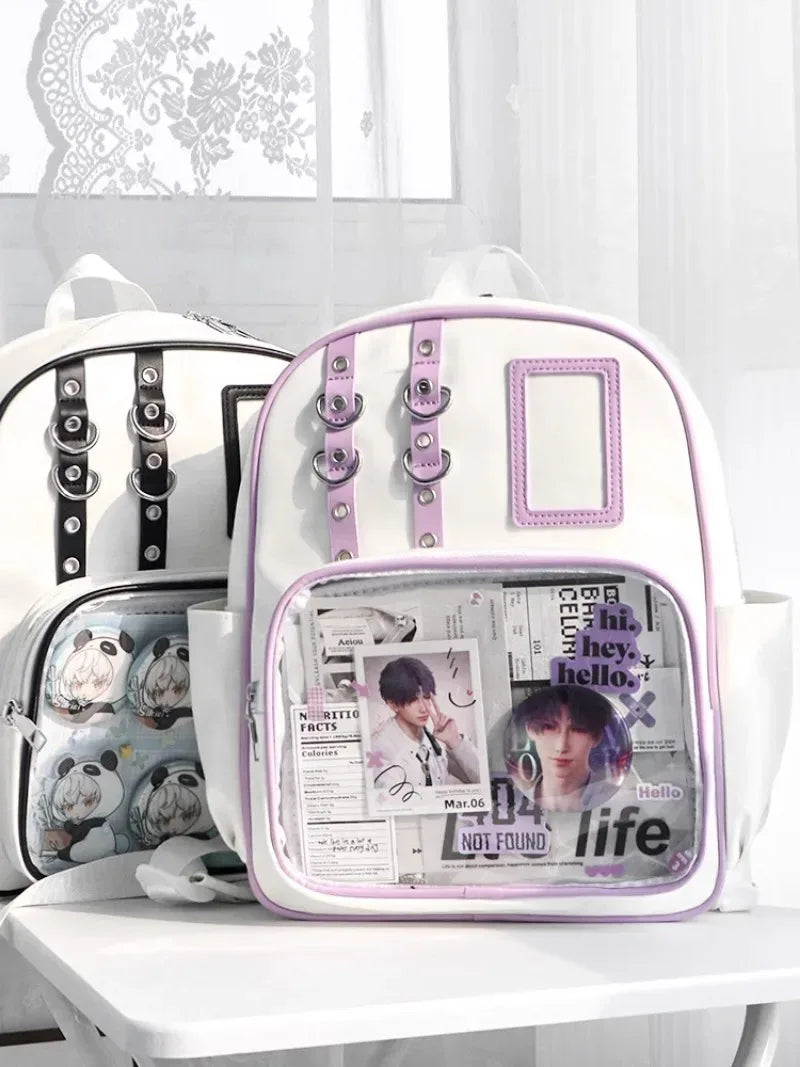 Y2K Cute Mini Backpack Women Kawaii Ita Bag Sweet Girl Transparent Rucksack DIY Display Knapsack Lolita Preppy Style School Bags