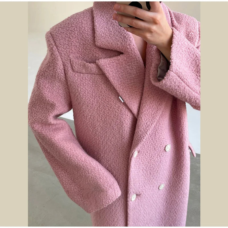 2026 Autumn Winter Solid Women's Woolen Overcoat Urban Long Sleeve Lapel Button Female Outwear Elegant Fashion Lady Overcoats