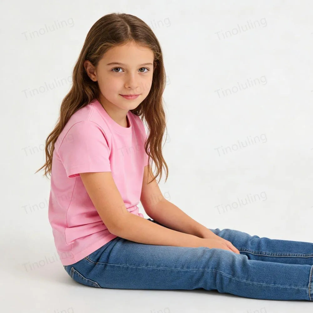 1 to 14 Years Boys T Shirts 100% Cotton Plain Girl T Shirt Sports Black White Children's Tees Short Sleeve Teenage Baby Clothing