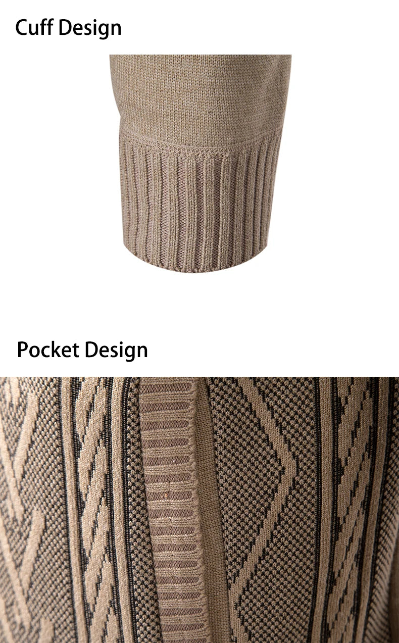 2023 Autumn and Winter New Cashmere Padded Warm Casual Men's Knitted Sweater Coat