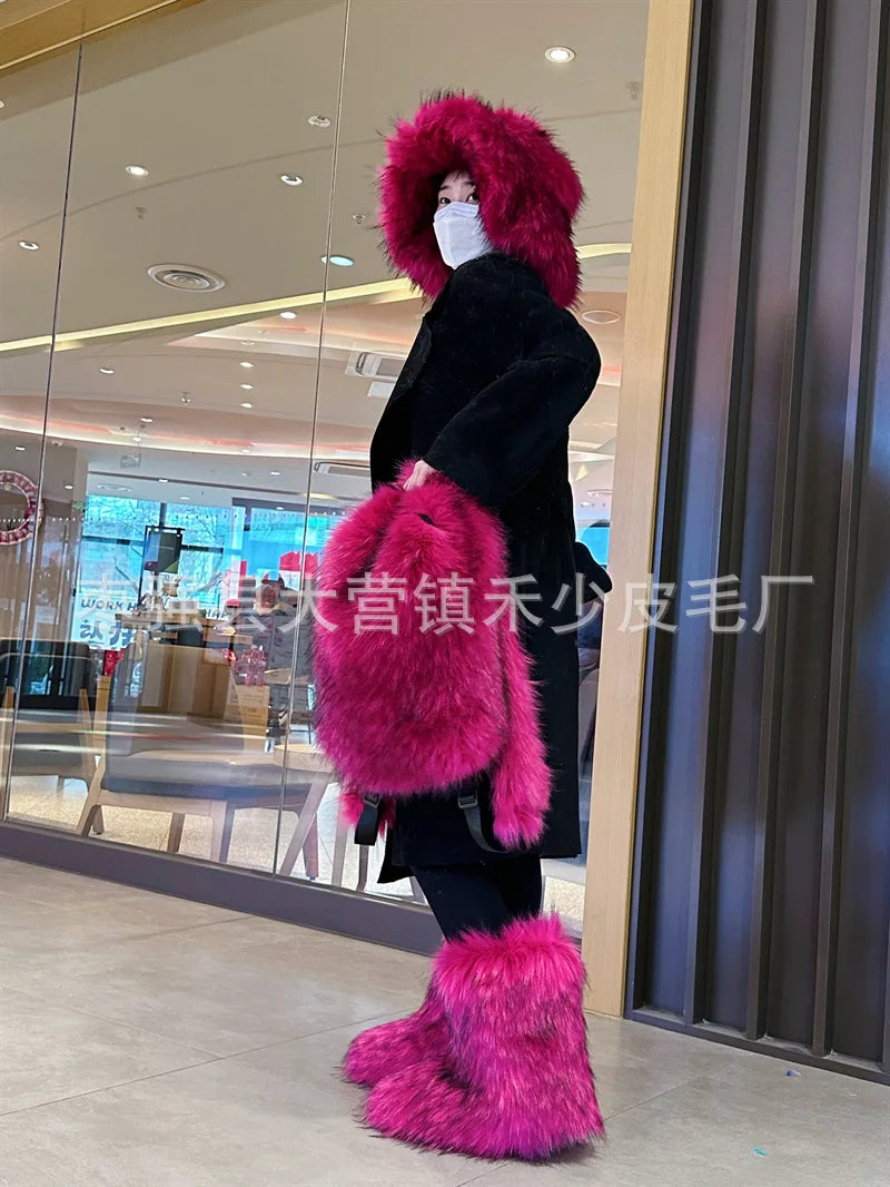2026 NEW FASHION Y2K Faux Fur FOR Women Backpack Solid Soft Fleece Knapsack Harajuku Style Winter Ladies Bag