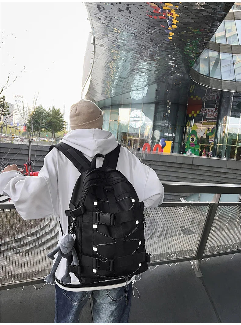 Backpack men and women cool backpack leisure junior high school students backpack personality skateboard