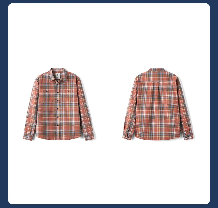 SIMWOOD High Standard 2026 Autumn Winter New Vintage Washed Plaid Shirt Men Oversized Distressed Frayed Hem 100% Cotton Tops