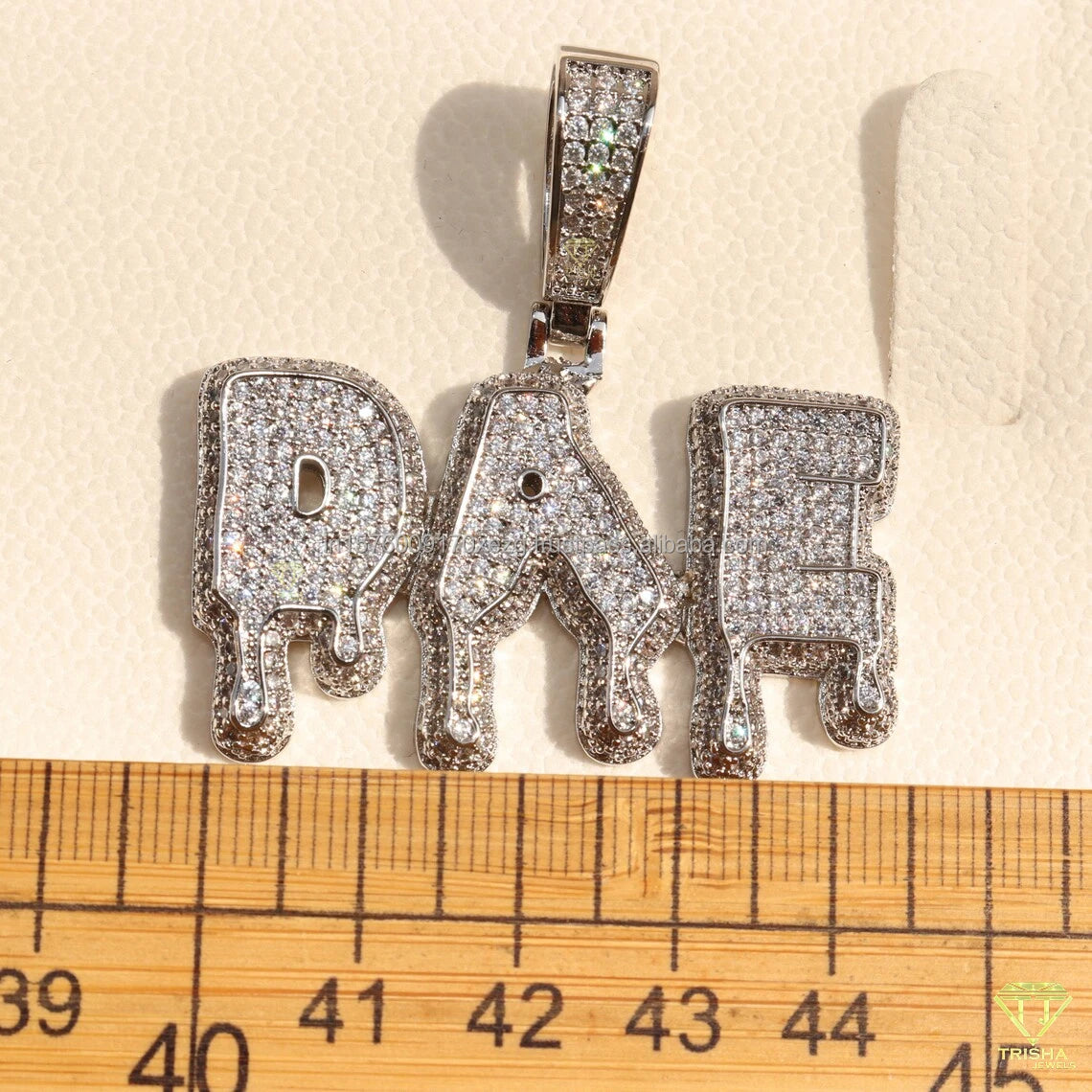 " DAE " Drip Letter Pendant With Tennis Chain Lab Grown  Diamond Hip Hop Necklace Custom Bling Jewelry