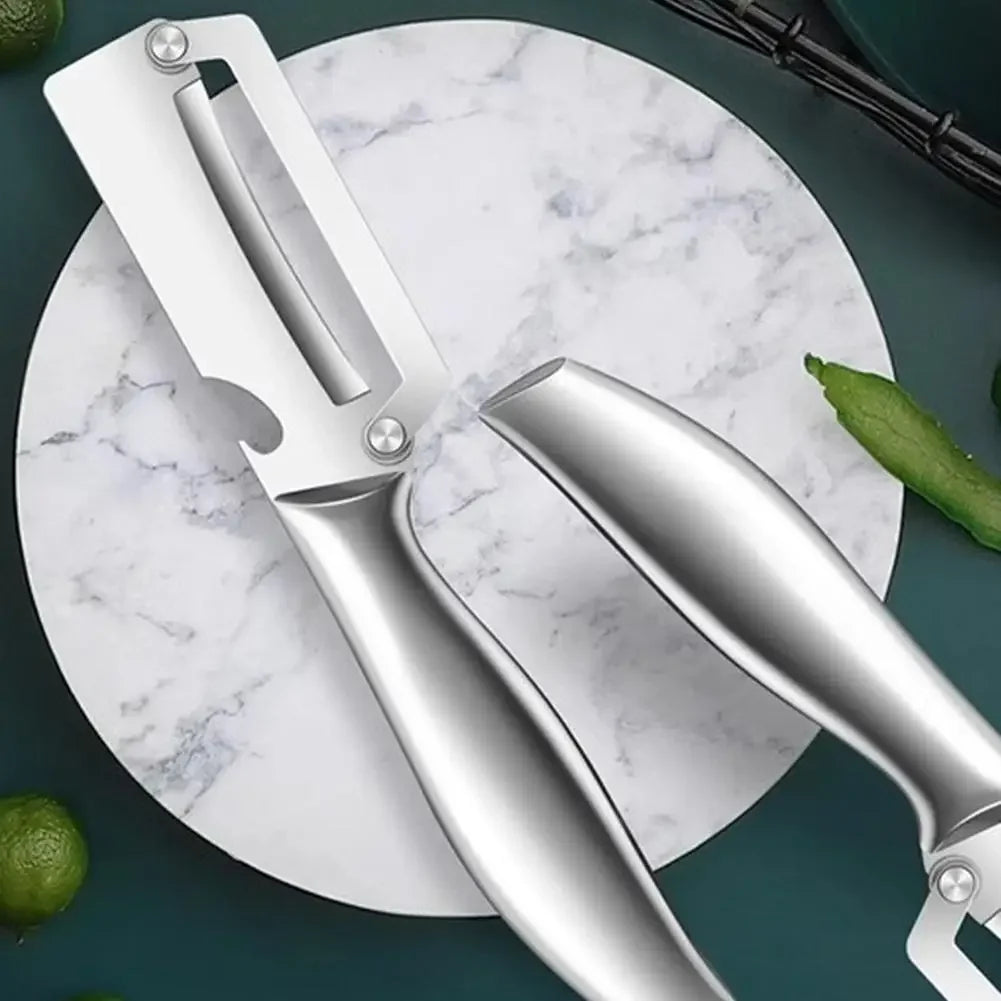 1/2PCS 2-in-1 Stainless Steel Vegetable Peeler Multifunctional Fruit Peeling Tool with Bottle Opener for Kitchen