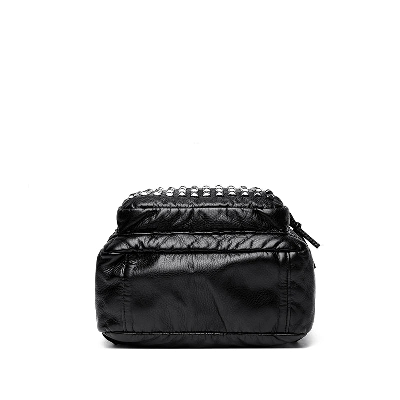 Fashion Rivet Soft Leather Women Backpacks Designer Large Capacity Girls School Bag Luxury Female Bagpack Travel Bags Sac A Main