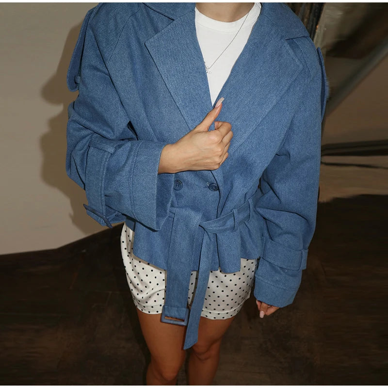 Solid Stand Collar Padded Coat Waist Tie Belt Long Cape Sleeve Button Zipper Loose Women Coats 2026 Autumn Commute Chic Outfit