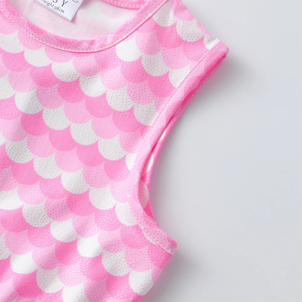 DXTON Sleeveless Princess Pink Dress Summer Holiday Baby Girls Costume Cake Mesh Girls Layered Dress Elastic Toddler Clothing