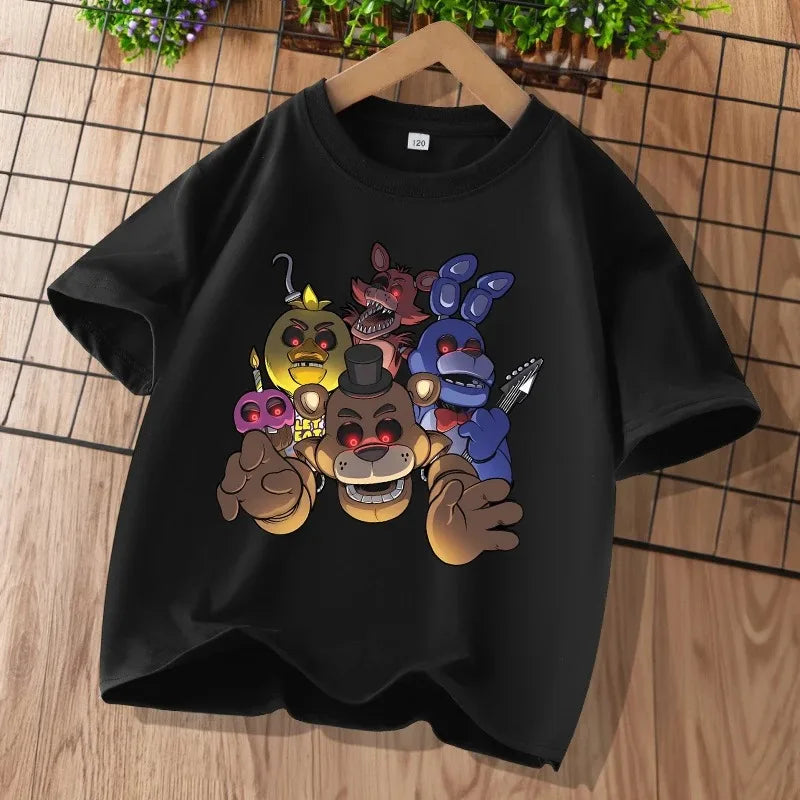 2026 Cartoon Five Nights At Freddys Kids T-shirts FNAF Graphic T-shirt Children Casual Sports Tops Short Sleeves Kids Clothing