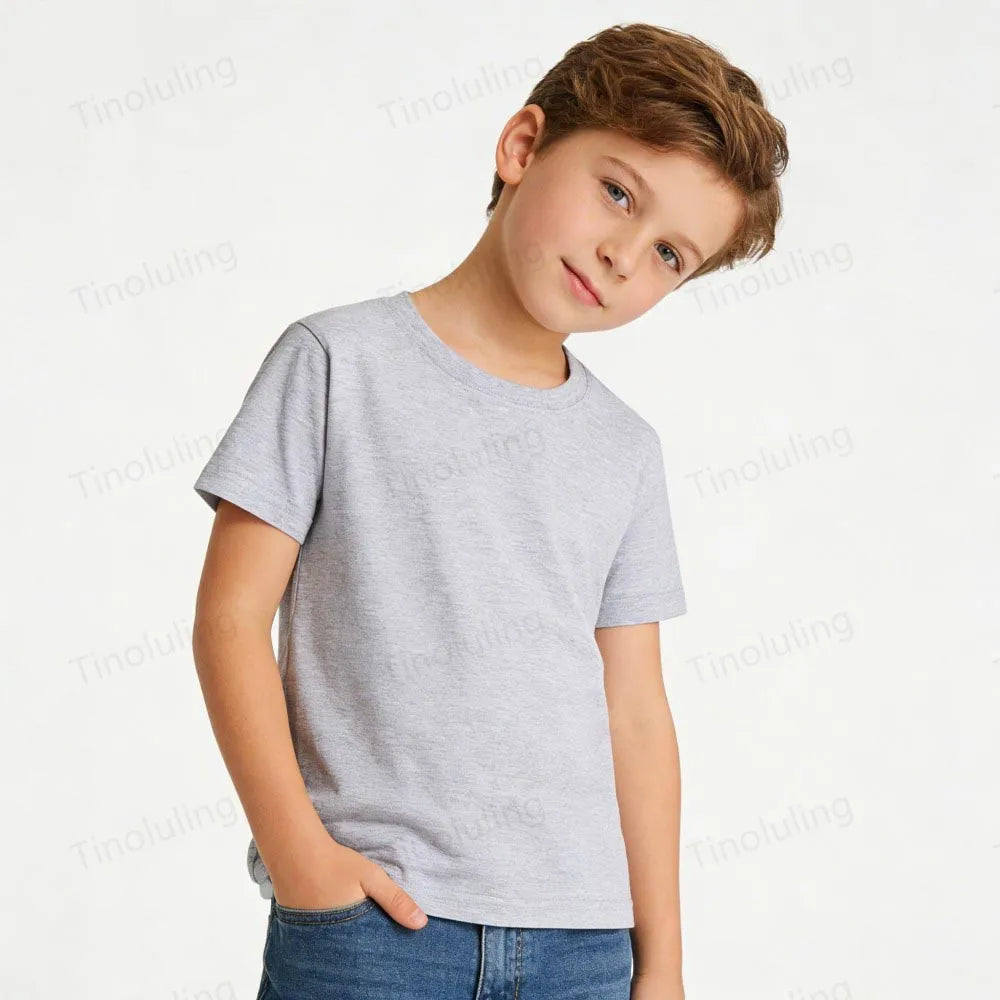 1 to 14 Years Boys T Shirts 100% Cotton Plain Girl T Shirt Sports Black White Children's Tees Short Sleeve Teenage Baby Clothing