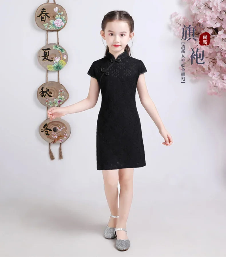 Tang Costume Girl Dress Qipao Children Outfit Stage Party Cheongsams Baby Hanfu Kids Clothing Vestidos Summer Girls Dresses